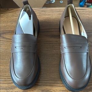 LOFT Brown Leather Loafers Classic Flats